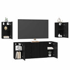 vidaXL TV-Schrankset 7 pcs Schwarz Eichen-Optik 30,5 x 30 x 60 cm