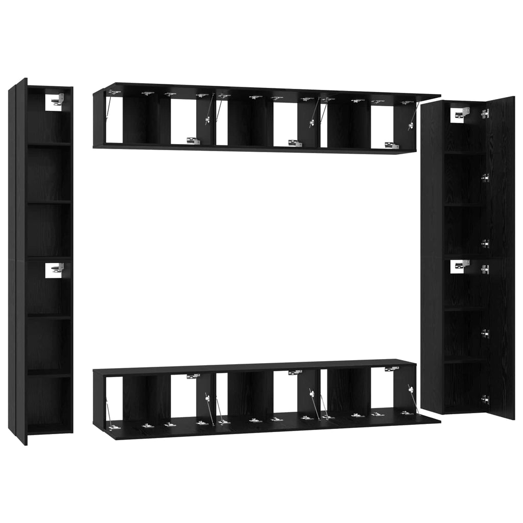 vidaXL TV-Schrankset 10 pcs Schwarz Eichen-Optik Holzwerkstoff