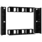 vidaXL TV-Schrankset 10 pcs Schwarz Eichen-Optik Holzwerkstoff