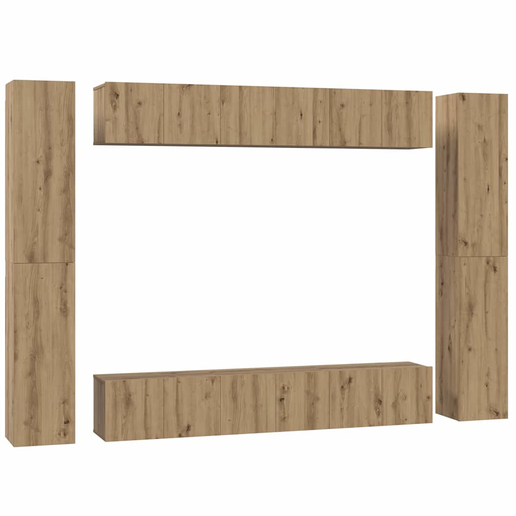 vidaXL TV-Schrankset Wandmontiert 10 pcs Artisan-Eiche Holzwerkstoff