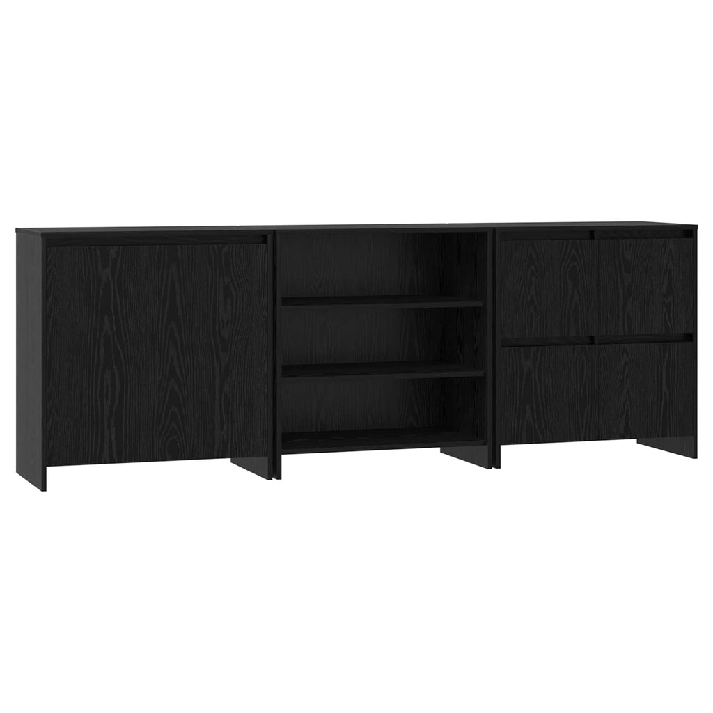 vidaXL Sideboard 3 pcs Schwarz Eichen-Optik 70 x 41 x 75 cm
