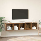 vidaXL TV-Schrank Set Wandmontiert 2 pcs Altholz Holzwerkstoff