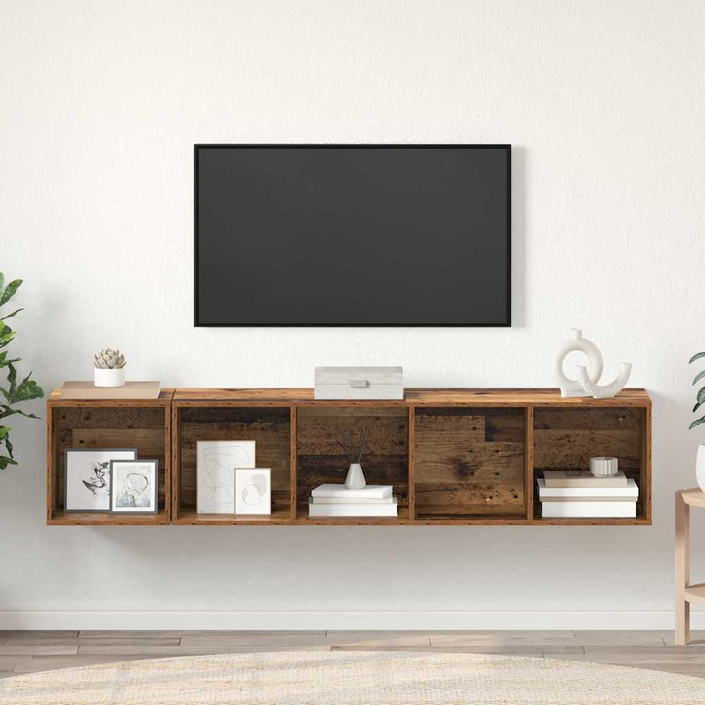 vidaXL TV-Schrank Set Wandmontiert 2 pcs Altholz Holzwerkstoff