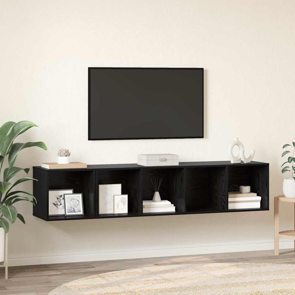 vidaXL TV-Schrank Set 2 pcs Schwarz Eichen-Optik Holzwerkstoff