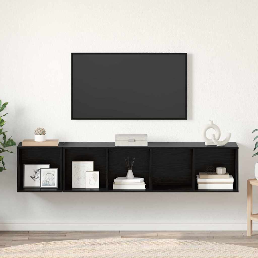vidaXL TV-Schrank Set 2 pcs Schwarz Eichen-Optik Holzwerkstoff