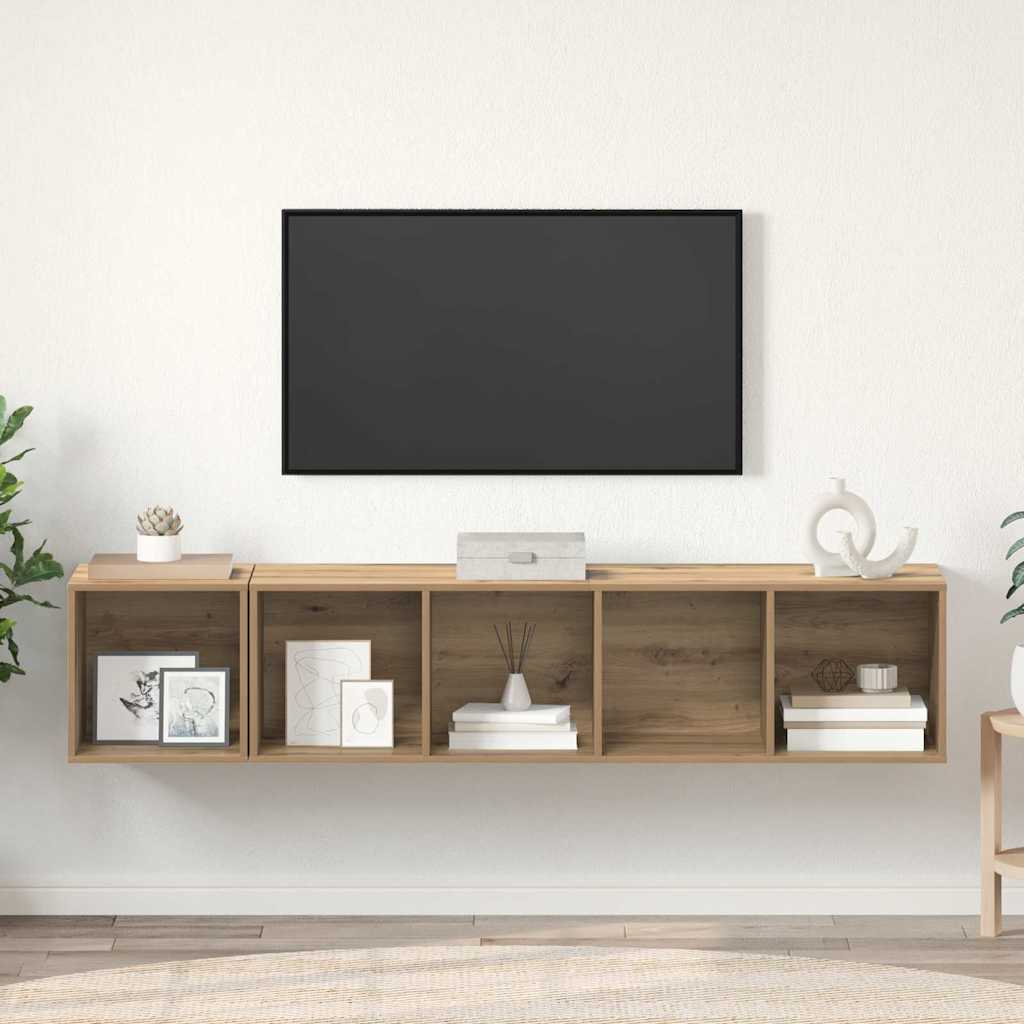 vidaXL TV-Schrank Set Wandmontiert 2 pcs Artisan-Eiche Holzwerkstoff