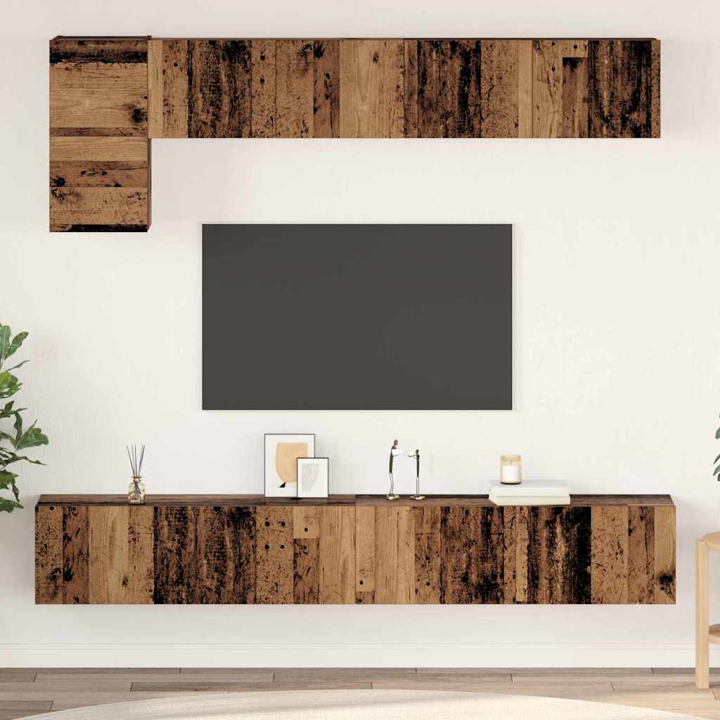 vidaXL TV-Schrankset Wandmontiert 5 pcs Altholz Holzwerkstoff