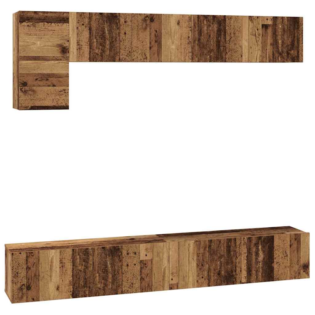 vidaXL TV-Schrankset Wandmontiert 5 pcs Altholz Holzwerkstoff