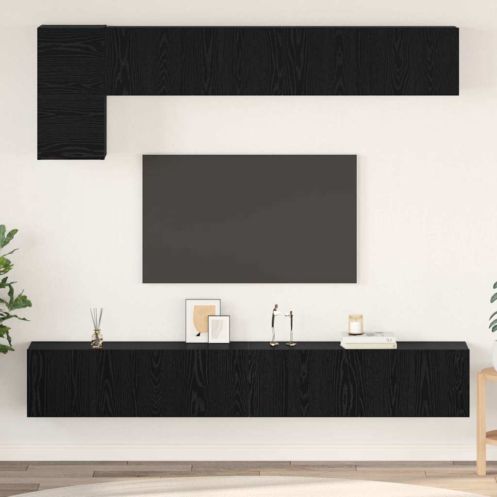 vidaXL TV-Schrankset 5 pcs Schwarz Eichen-Optik Holzwerkstoff