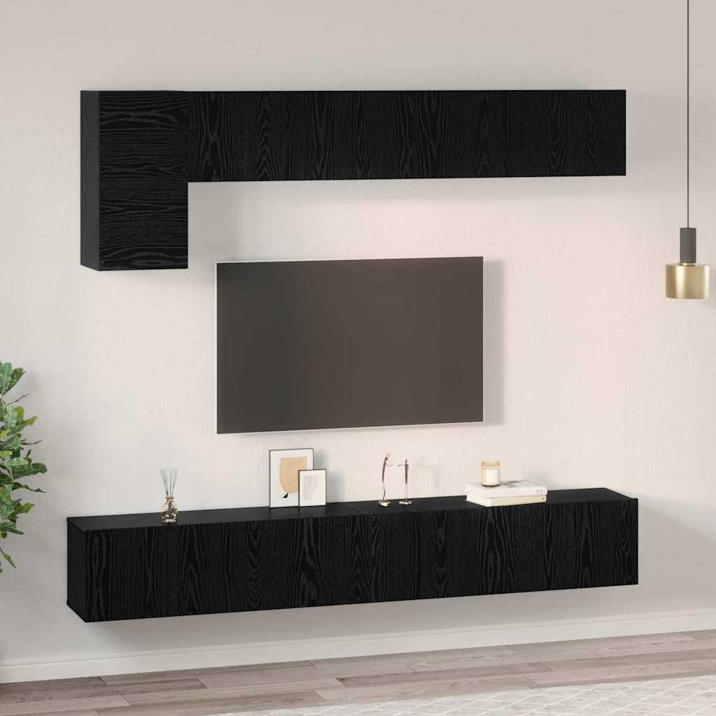 vidaXL TV-Schrankset 5 pcs Schwarz Eichen-Optik Holzwerkstoff
