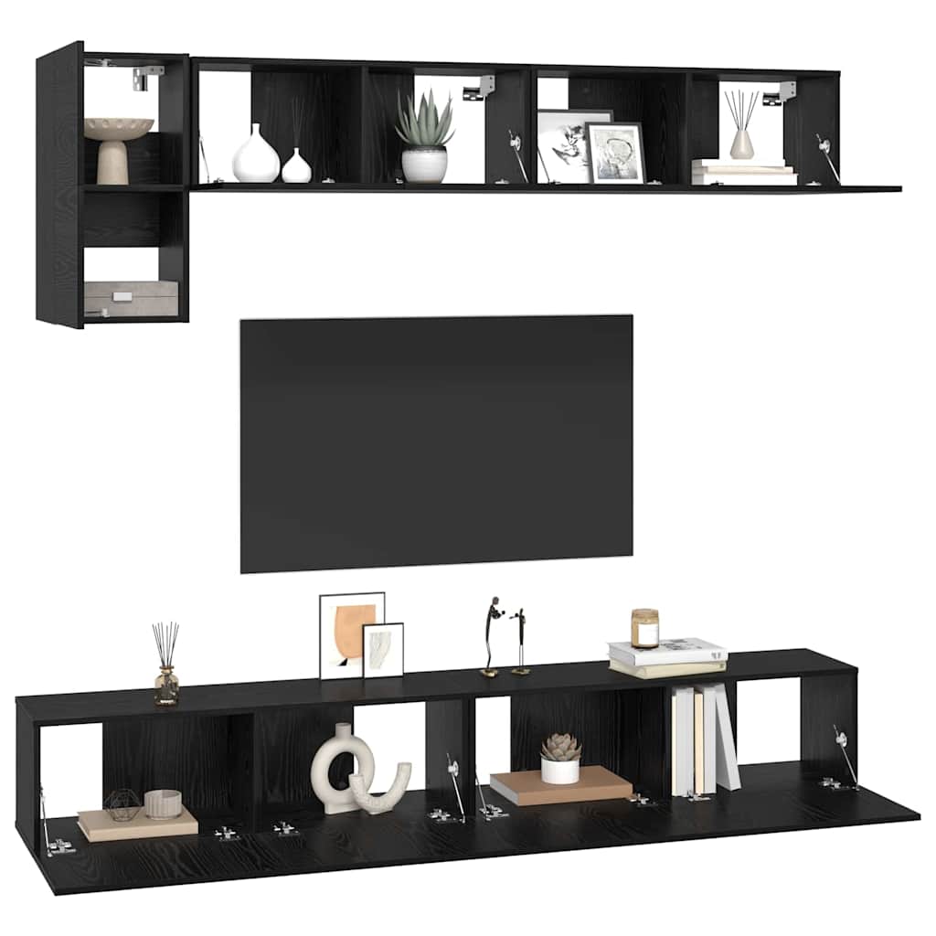 vidaXL TV-Schrankset 5 pcs Schwarz Eichen-Optik Holzwerkstoff