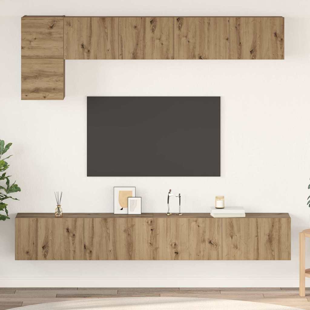 vidaXL TV-Schrankset Wandmontiert 5 pcs Artisan-Eiche Holzwerkstoff