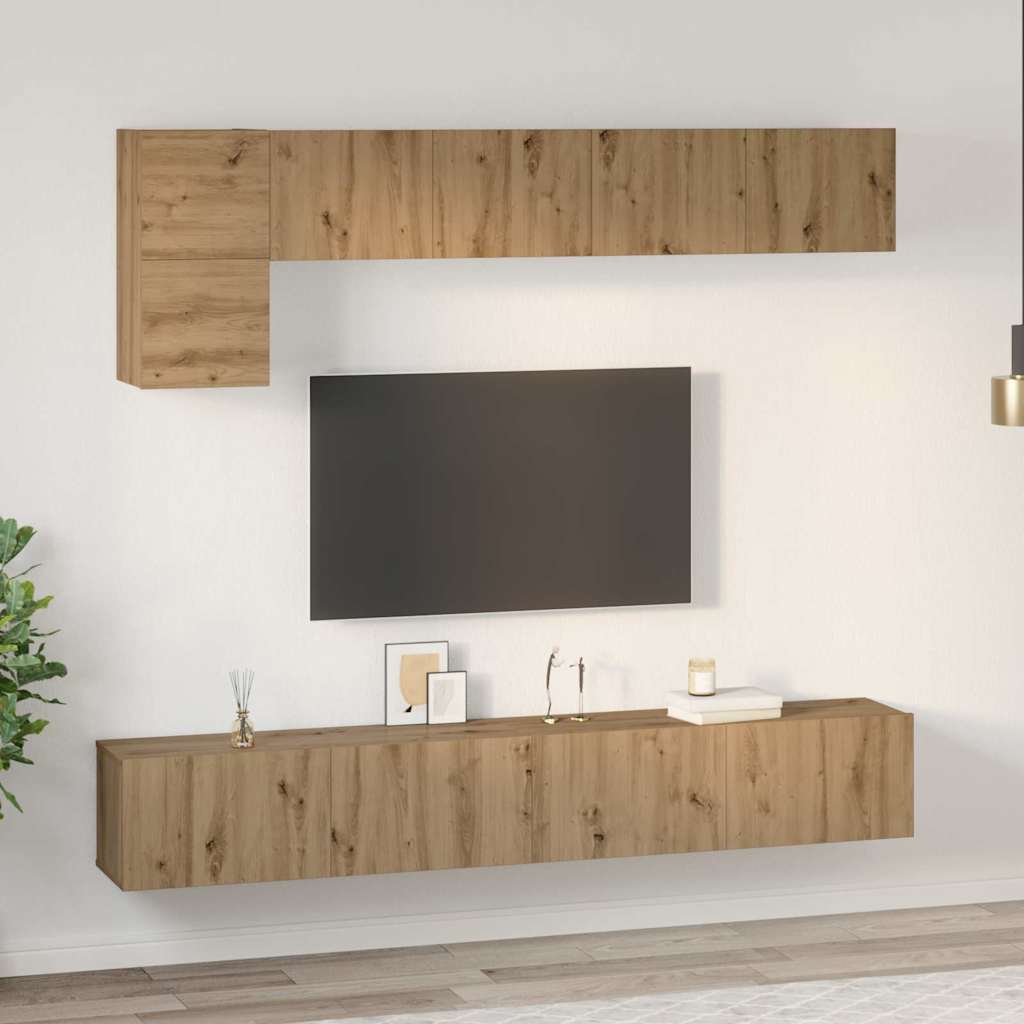 vidaXL TV-Schrankset Wandmontiert 5 pcs Artisan-Eiche Holzwerkstoff