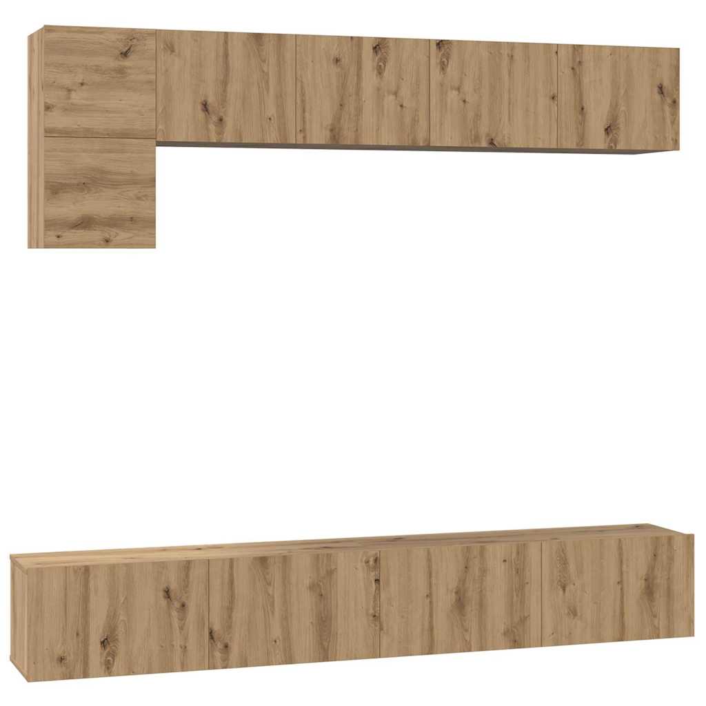 vidaXL TV-Schrankset Wandmontiert 5 pcs Artisan-Eiche Holzwerkstoff