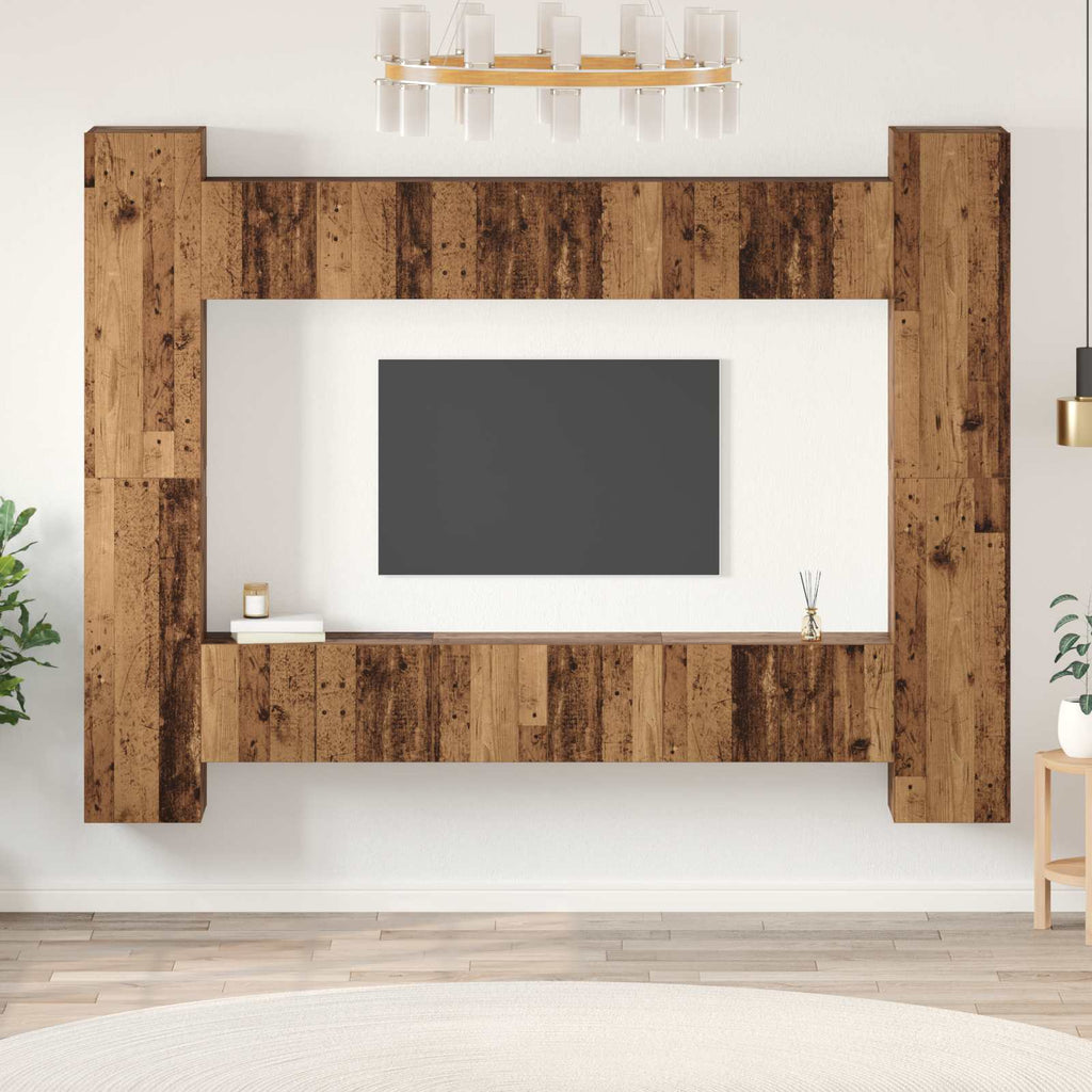 vidaXL TV-Schrankset 10 pcs Altholz 30,5 x 30 x 90 cm Holzwerkstoff