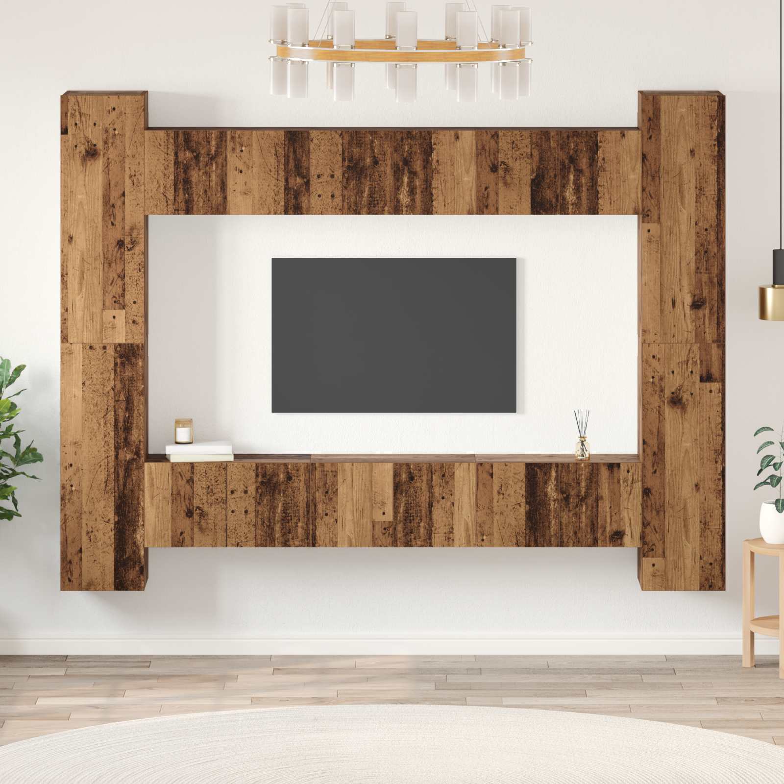 vidaXL TV-Schrankset 10 pcs Altholz 30,5 x 30 x 90 cm Holzwerkstoff