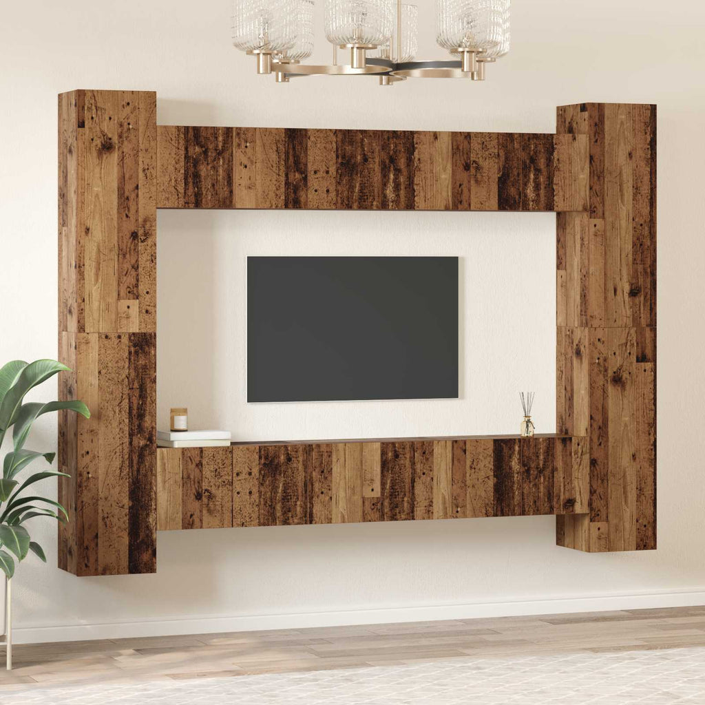 vidaXL TV-Schrankset 10 pcs Altholz 30,5 x 30 x 90 cm Holzwerkstoff