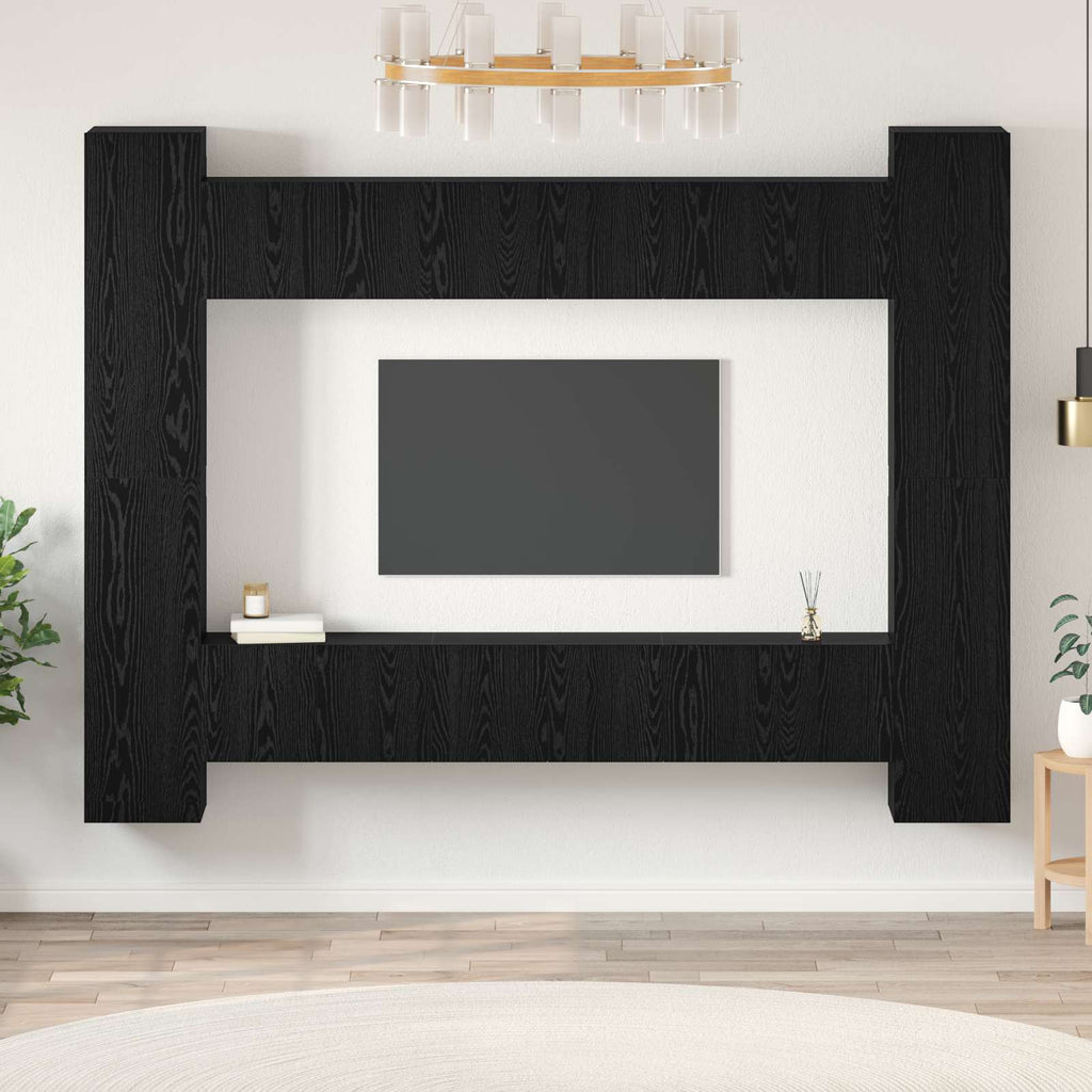 vidaXL TV-Schrankset 10 pcs Schwarz Eichen-Optik 30,5 x 30 x 90 cm