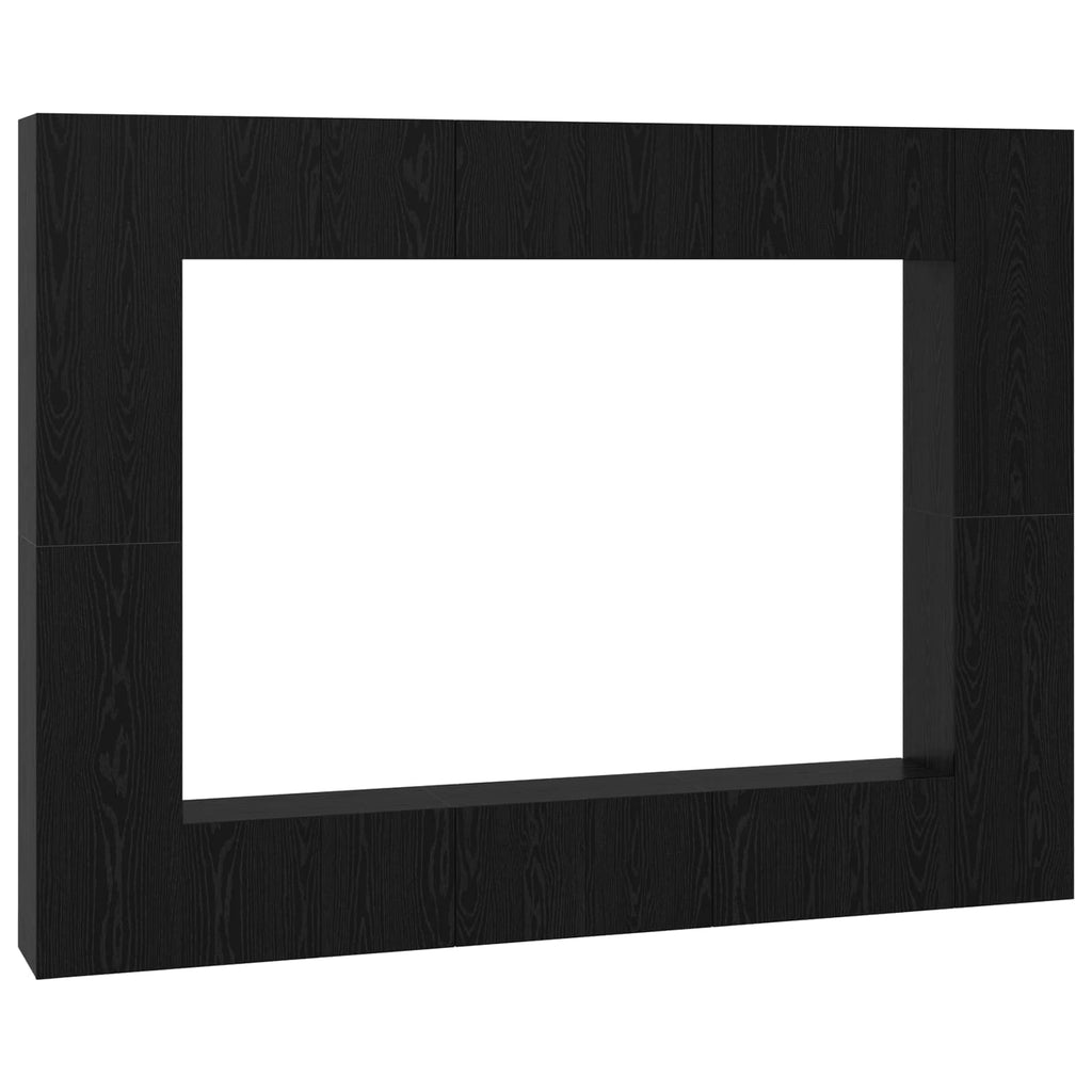 vidaXL TV-Schrankset 10 pcs Schwarz Eichen-Optik 30,5 x 30 x 90 cm