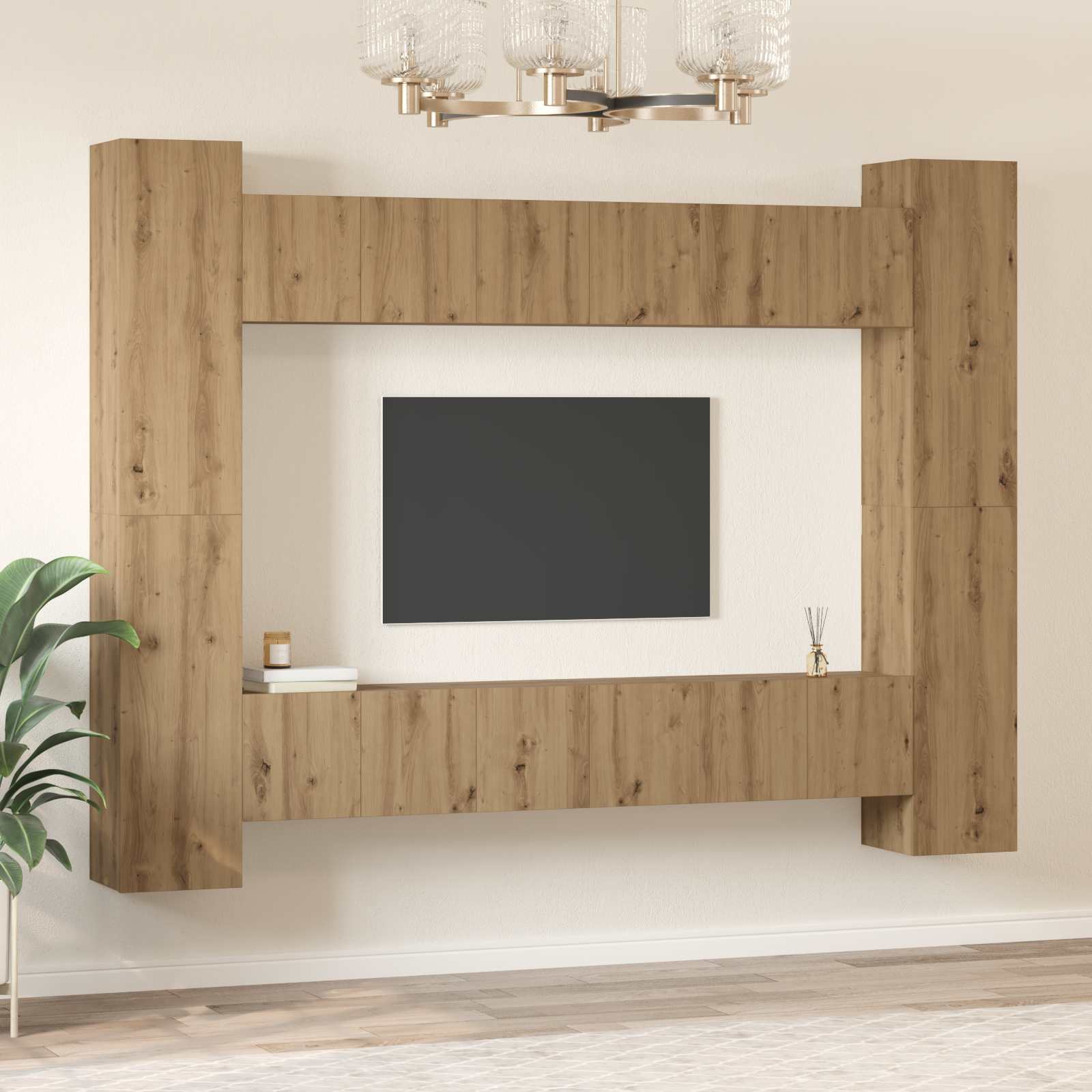 vidaXL TV-Schrankset 10 pcs Artisan-Eiche 30,5 x 30 x 90 cm