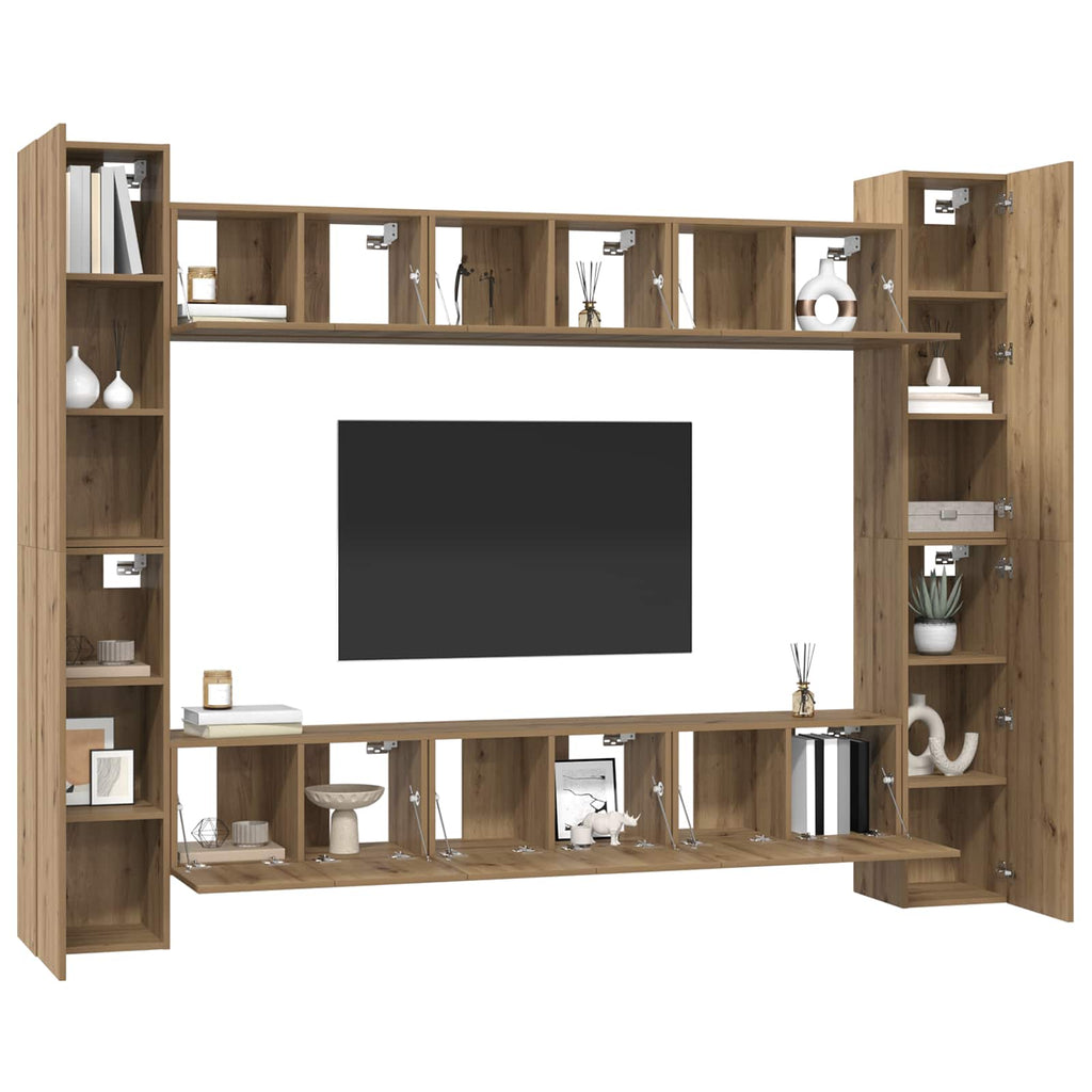 vidaXL TV-Schrankset 10 pcs Artisan-Eiche 30,5 x 30 x 90 cm