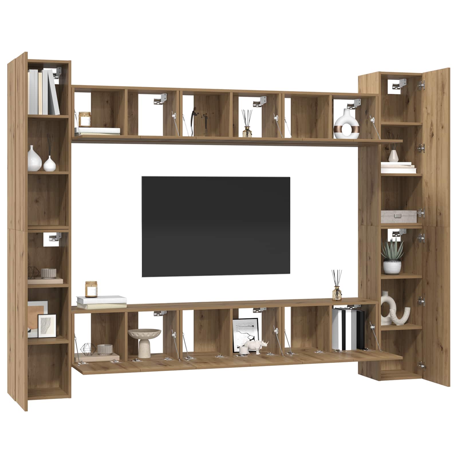 vidaXL TV-Schrankset 10 pcs Artisan-Eiche 30,5 x 30 x 90 cm