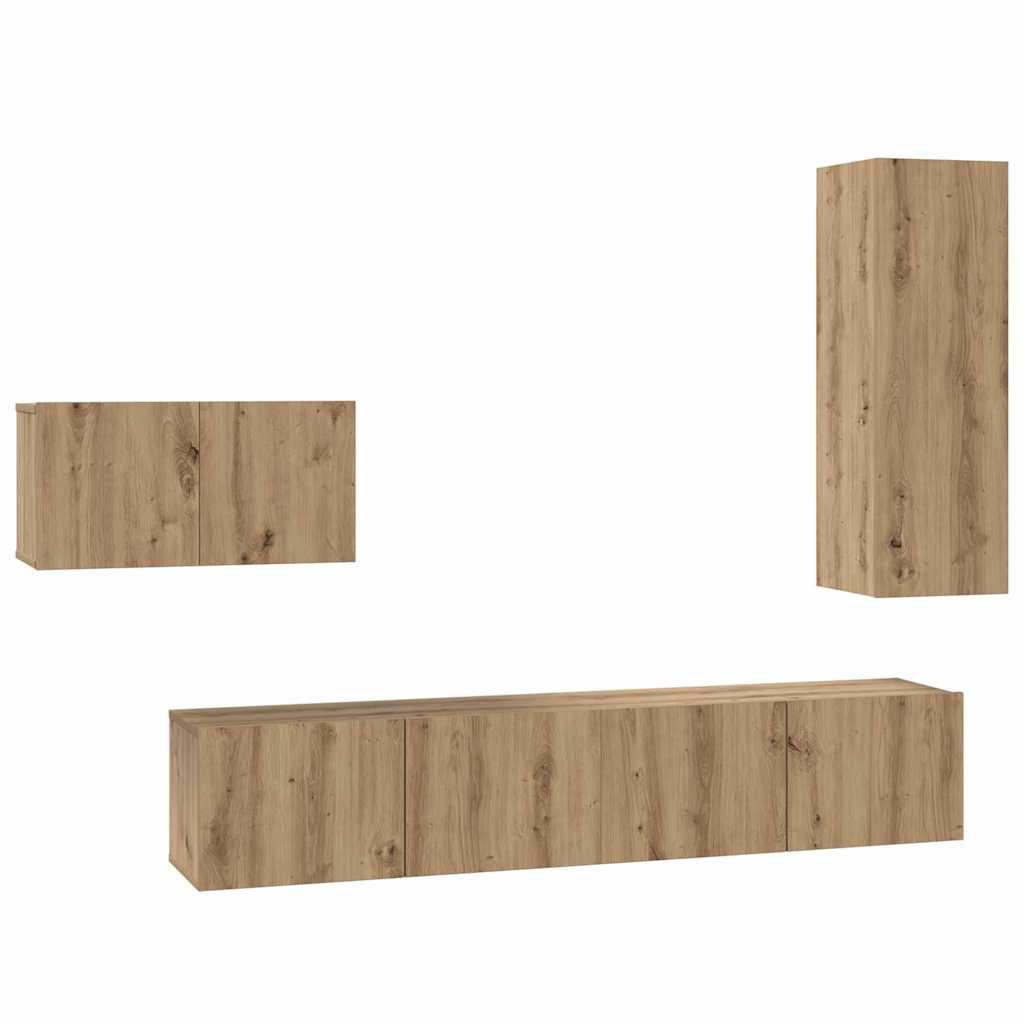 vidaXL TV-Schrankset mit Schubladen 4 pcs Artisan-Eiche Holzwerkstoff