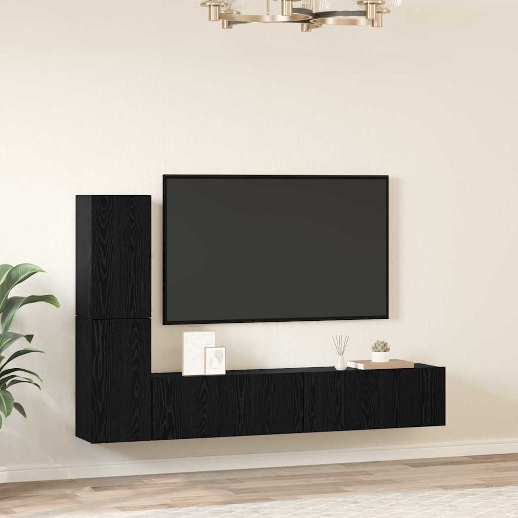vidaXL Wand-TV-Schrank 2 pcs Schwarz Eichen-Optik Holzwerkstoff