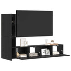 vidaXL Wand-TV-Schrank 2 pcs Schwarz Eichen-Optik Holzwerkstoff