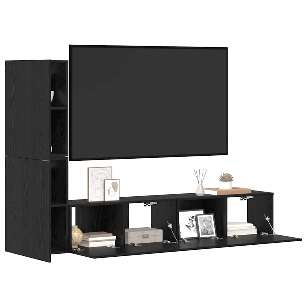 vidaXL Wand-TV-Schrank 2 pcs Schwarz Eichen-Optik Holzwerkstoff