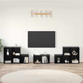 vidaXL TV-Schrank Set 8 pcs Schwarz Eichen-Optik Holzwerkstoff