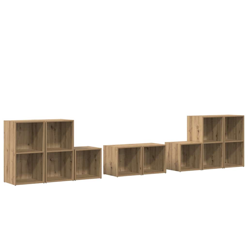 vidaXL TV-Schrank Set Wandmontiert 8 pcs Artisan-Eiche Holzwerkstoff