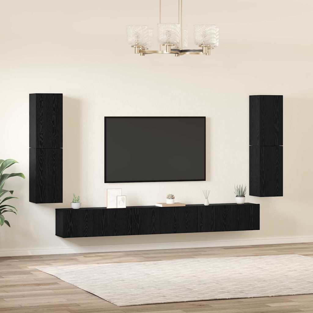 vidaXL TV-Einheiten 4 pcs Schwarz Eichen-Optik Holzwerkstoff