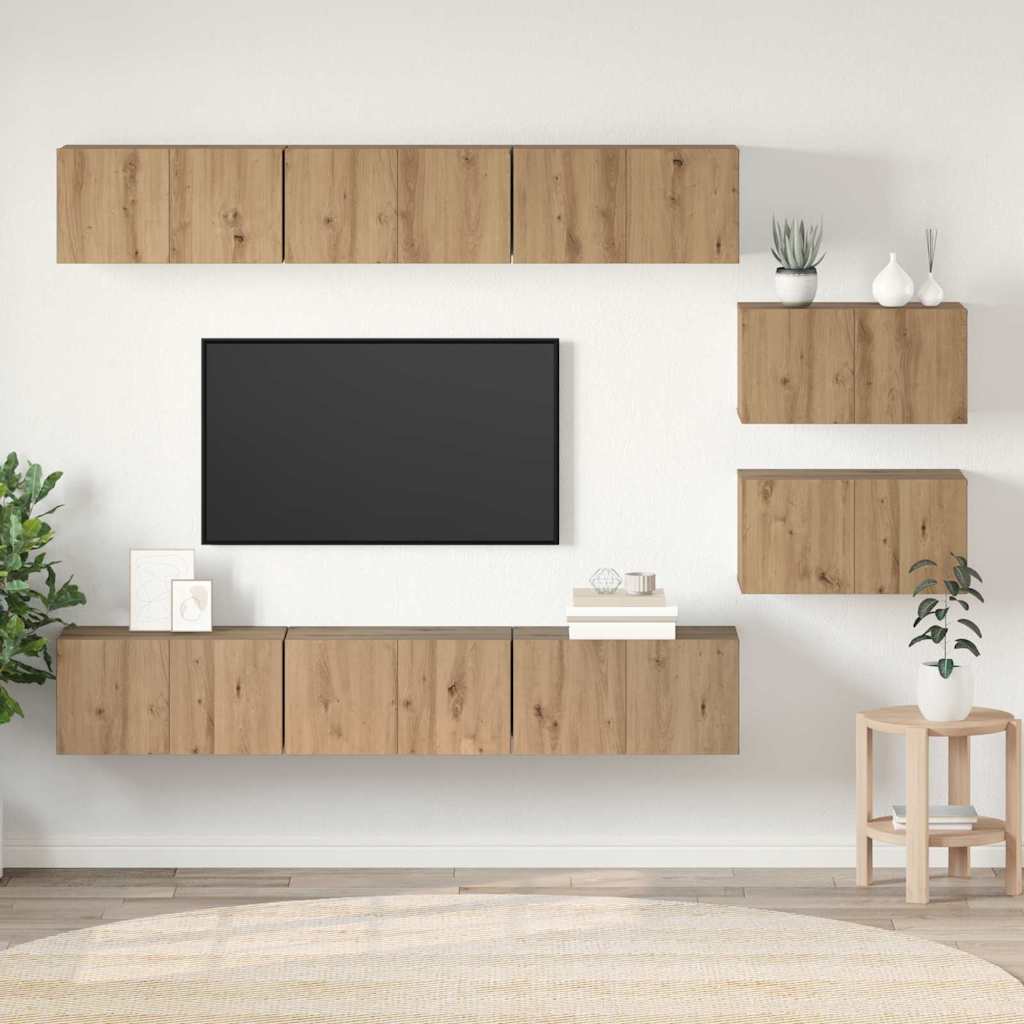 vidaXL TV-Schrankset Wandmontiert Artisan-Eiche Holzwerkstoff