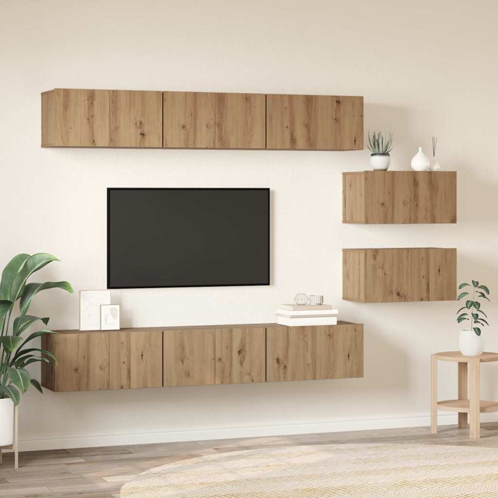 vidaXL TV-Schrankset Wandmontiert Artisan-Eiche Holzwerkstoff