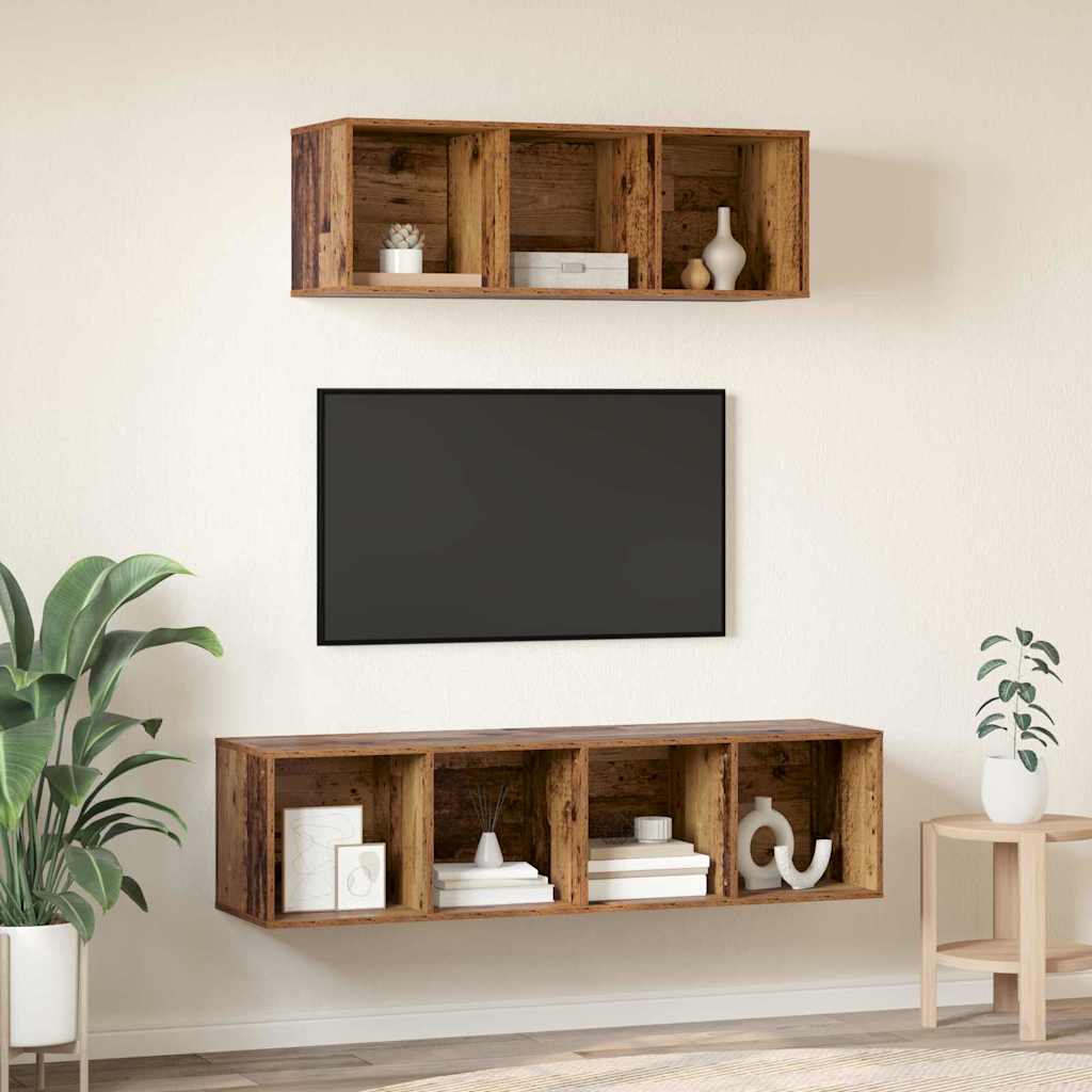 vidaXL TV-Schrankset Wandmontiert 2 pcs Altholz Holzwerkstoff