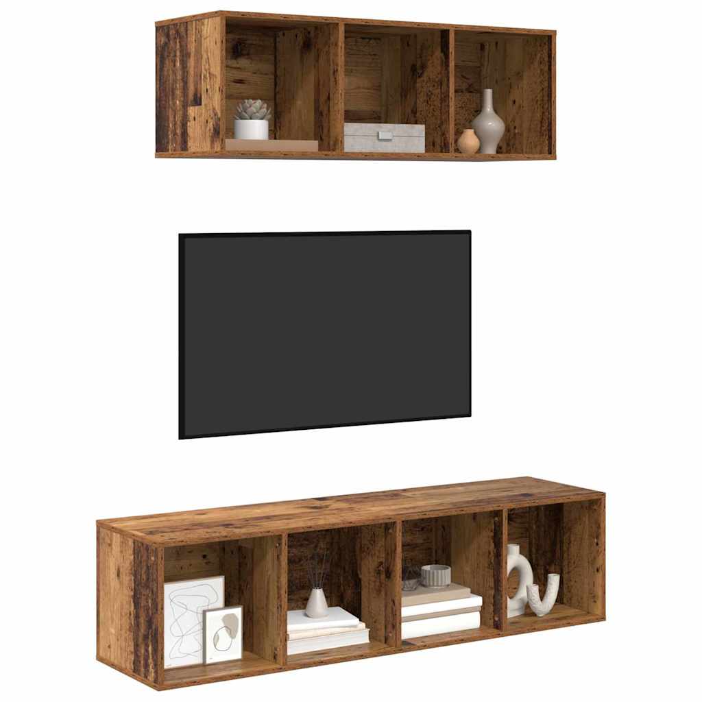 vidaXL TV-Schrankset Wandmontiert 2 pcs Altholz Holzwerkstoff