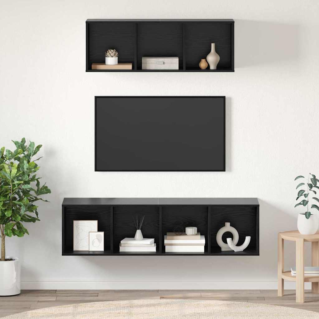 vidaXL TV-Schrankset 2 pcs Schwarz Eichen-Optik Holzwerkstoff