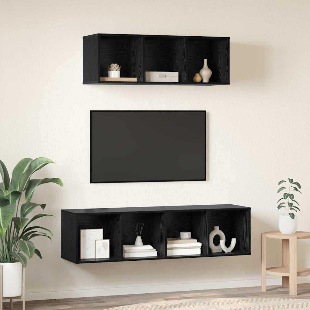 vidaXL TV-Schrankset 2 pcs Schwarz Eichen-Optik Holzwerkstoff