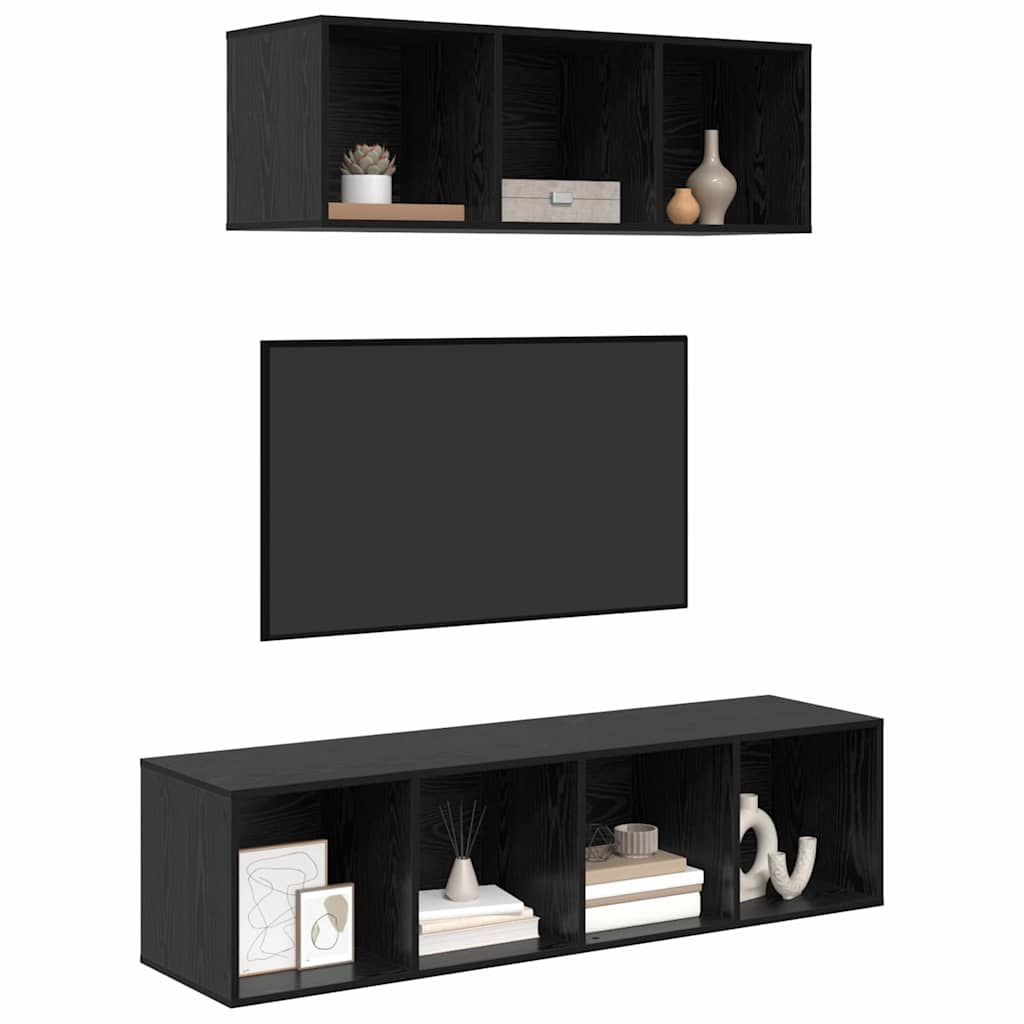 vidaXL TV-Schrankset 2 pcs Schwarz Eichen-Optik Holzwerkstoff