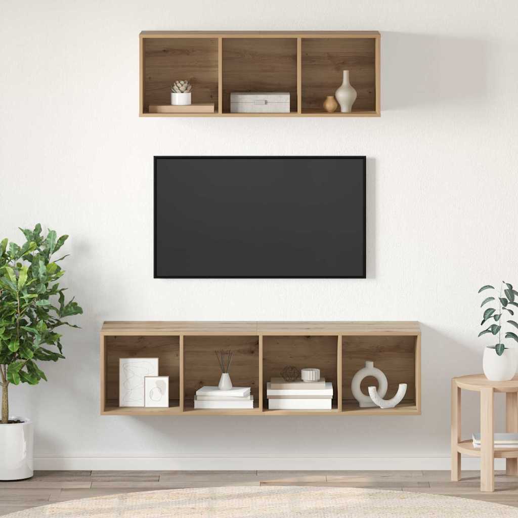 vidaXL TV-Schrankset Wandmontiert 2 pcs Artisan-Eiche Holzwerkstoff