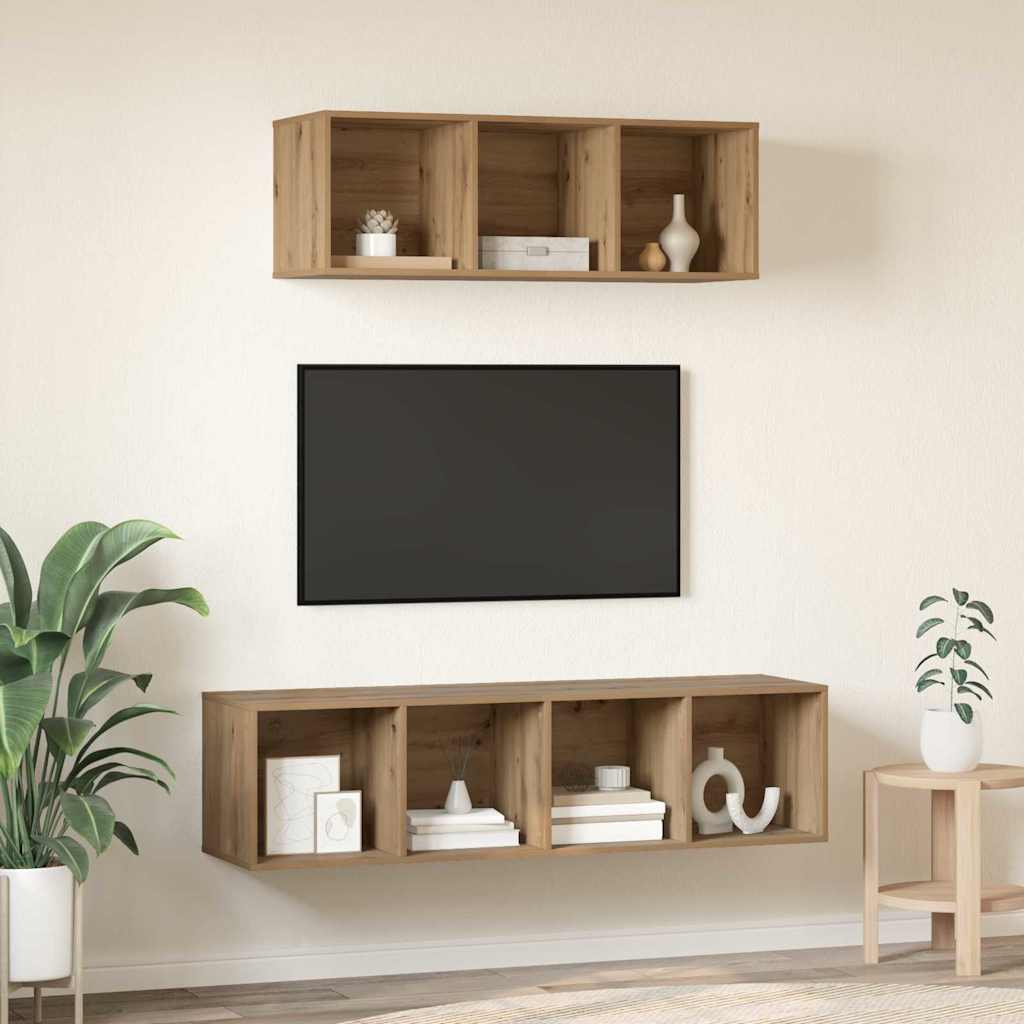 vidaXL TV-Schrankset Wandmontiert 2 pcs Artisan-Eiche Holzwerkstoff
