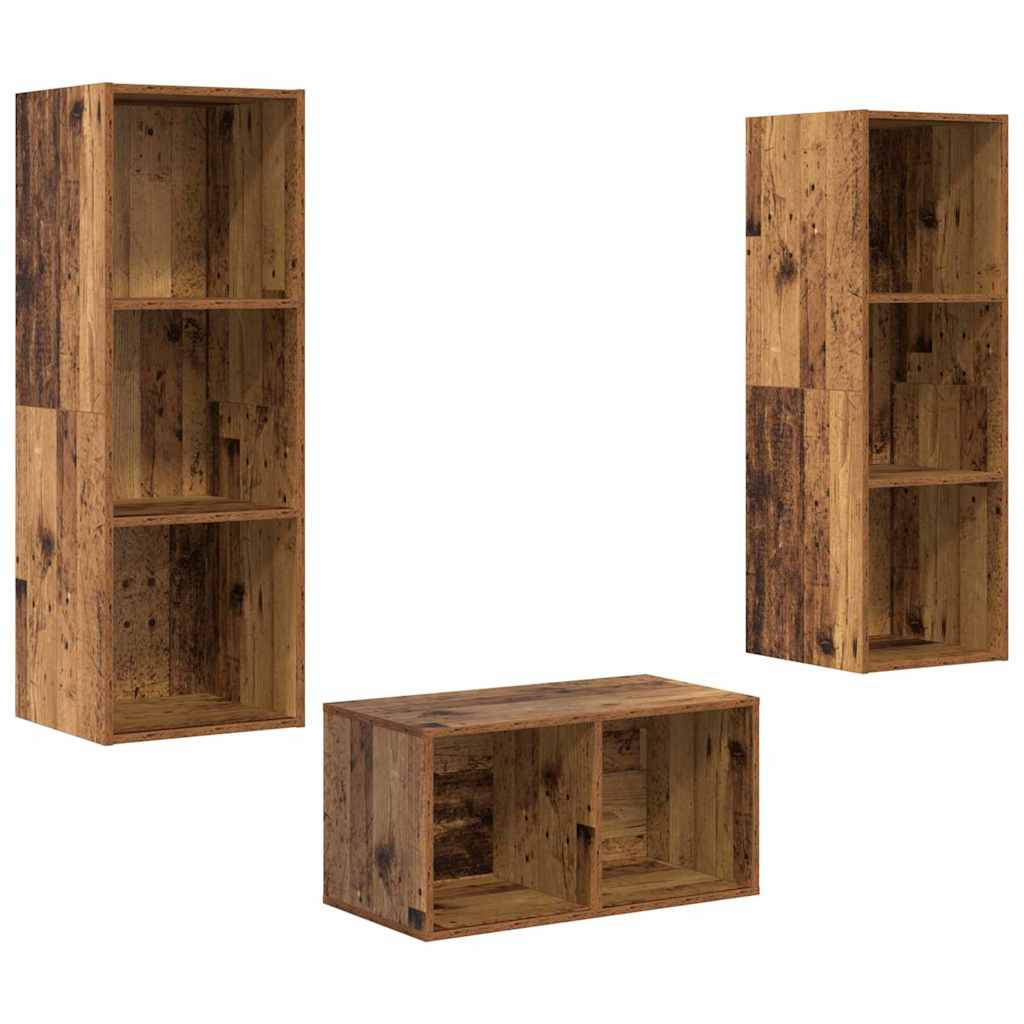 vidaXL TV-Schrankset Altholz 37 x 37 x 107 cm Holzwerkstoff