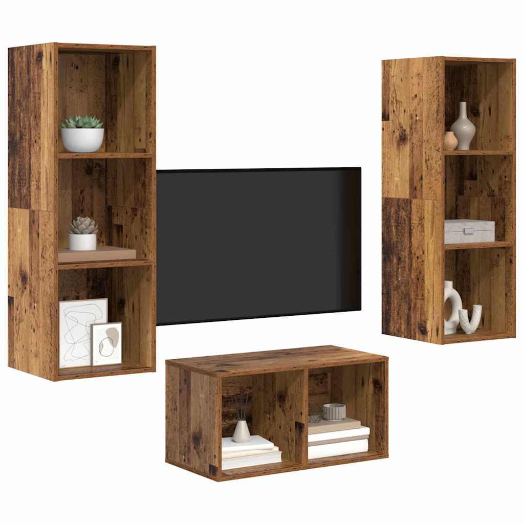 vidaXL TV-Schrankset Altholz 37 x 37 x 107 cm Holzwerkstoff