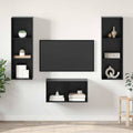 vidaXL TV-Schrankset Schwarz Eichen-Optik 37 x 37 x 107 cm