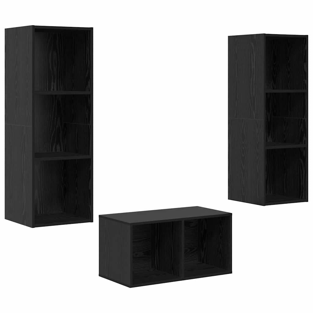 vidaXL TV-Schrankset Schwarz Eichen-Optik 37 x 37 x 107 cm