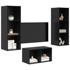 vidaXL TV-Schrankset Schwarz Eichen-Optik 37 x 37 x 107 cm