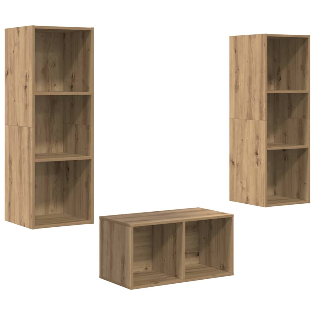 vidaXL TV-Schrankset Artisan-Eiche 37 x 37 x 107 cm Holzwerkstoff