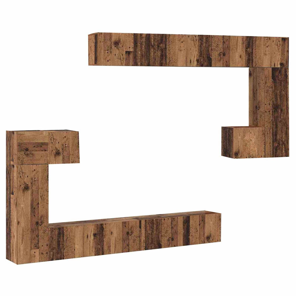 vidaXL TV-Einheiten Wandmontiert 4 pcs Altholz Holzwerkstoff
