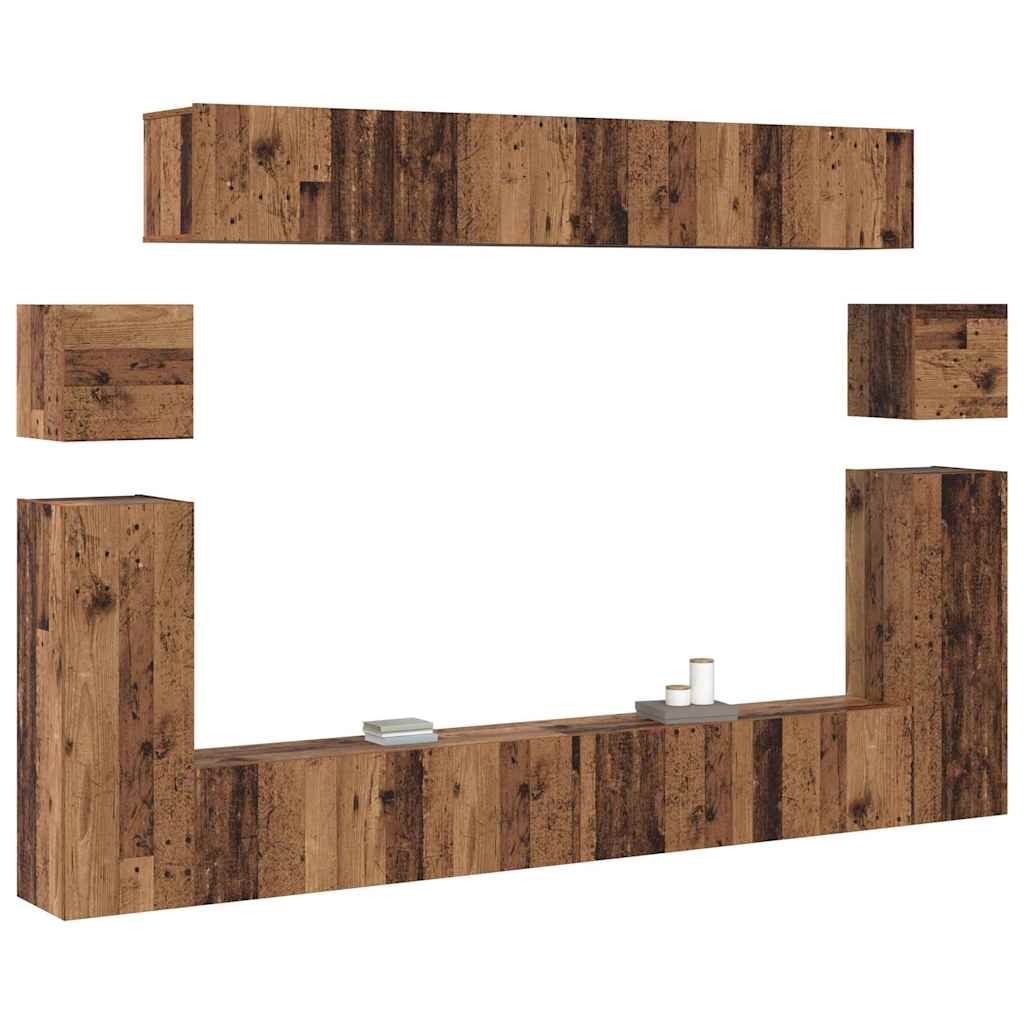 vidaXL TV-Einheiten Wandmontiert 4 pcs Altholz Holzwerkstoff